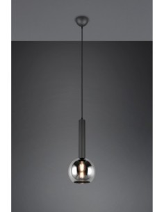 Trio Clayton – Suspension en verre fumé Ø20 cm, 1xE27 max 28W, noir mat 2
