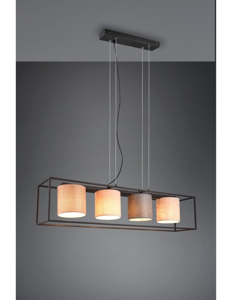 TRIO ROSS – Suspension élégante en tissu beige, 4 ampoules E27, design classique et chic