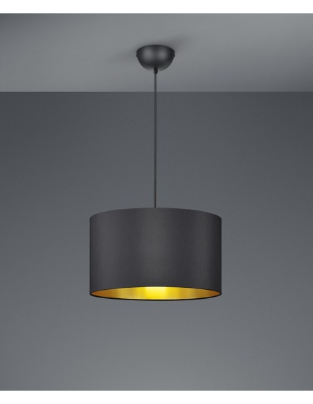 TRIO HOSTEL – Suspension ronde en tissu noir mat, 60W, ambiance chaleureuse et élégante, LED recommandées