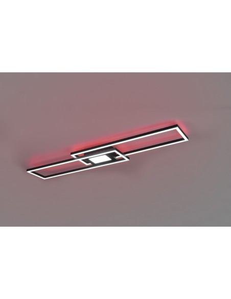 TRIO GANADO–Plafonnier LED noir mat, 37W, 4300lm, réglage de la lumière et ambiance personnalisée, avec télécommande