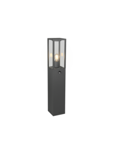 TRIO GARONNE – Potelet extérieur E27, verre clair, IP44, détecteur de mouvement, max. 60W