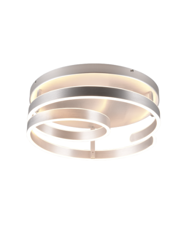 TRIO Marnie – Plafonnier LED 58W, spirale design en aluminium brossé, 3000K, 6800 lm, dimmable