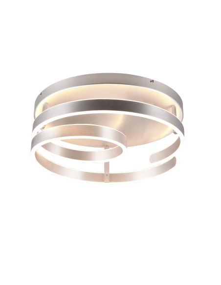 TRIO Marnie – Plafonnier LED 58W, spirale design en aluminium brossé, 3000K, 6800 lm, dimmable