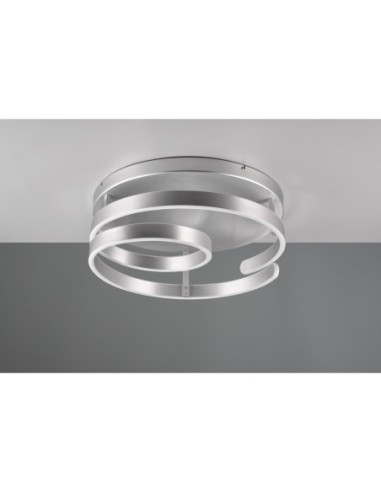 TRIO Marnie – Plafonnier décoratif LED SMD 6800 lm, lumière chaude 3000K, aluminium brossé