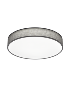 TRIO Lugano – Plafonnier LED 42W, 3000-5000K, 4900lm, tissu gris, dimmable avec télécommande