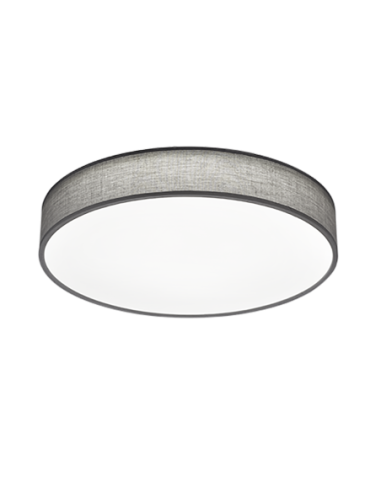 TRIO Lugano – Plafonnier LED 42W, 3000-5000K, 4900lm, tissu gris, dimmable avec télécommande