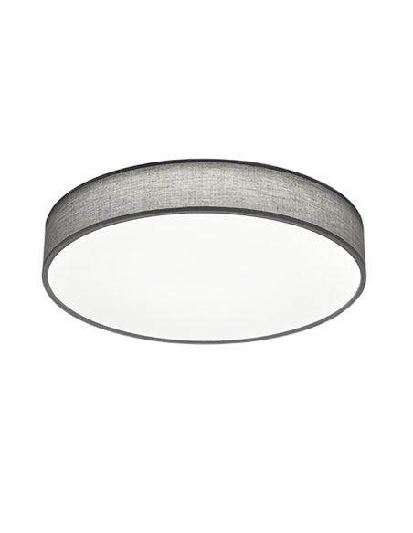 TRIO Lugano – Plafonnier LED 42W, 3000-5000K, 4900lm, tissu gris, dimmable avec télécommande