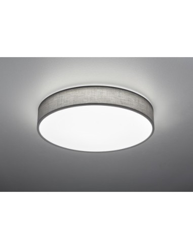TRIO Lugano – Luminaire LED élégant Ø60cm, réglable en température, tissu gris, 4900lm