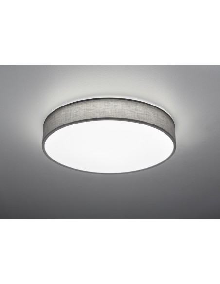 TRIO Lugano – Luminaire LED élégant Ø60cm, réglable en température, tissu gris, 4900lm