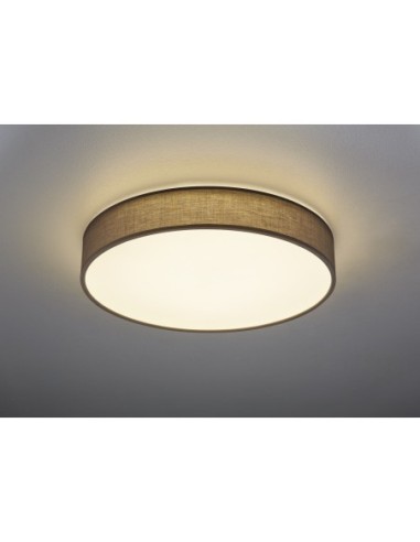TRIO Lugano – Plafonnier tissu gris, LED SMD 42W, lumière réglable 3000-5000K, télécommande incluse