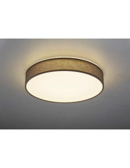 TRIO Lugano – Plafonnier tissu gris, LED SMD 42W, lumière réglable 3000-5000K, télécommande incluse