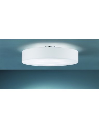 TRIO Hotel – Luminaire plafond en tissu blanc, 5 douilles E27, métal nickel mat