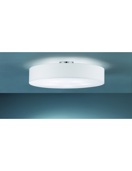 TRIO Hotel – Luminaire plafond en tissu blanc, 5 douilles E27, métal nickel mat