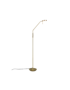 TRIO Monza – Lampadaire LED en laiton mat avec variateur à capteur et abat-jour flexible