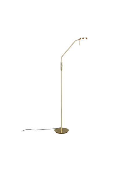 TRIO Monza – Lampadaire LED en laiton mat avec variateur à capteur et abat-jour flexible