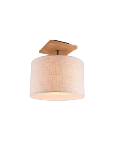 TRIO Elamau – Plafonnier vintage en bois et tissu beige, design chaleureux