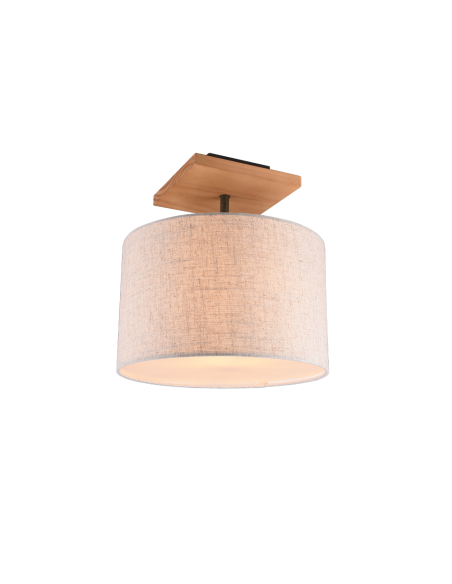 TRIO Elamau – Plafonnier vintage en bois et tissu beige, design chaleureux