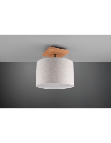 TRIO Elamau – Plafonnier en bois et tissu, style rétro, idéal pour salons et chambres