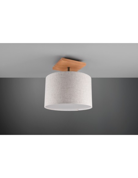 TRIO Elamau – Plafonnier en bois et tissu, style rétro, idéal pour salons et chambres