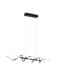 TRIO Sequence – Suspension spirale LED 45W en aluminium brossé et noir mat