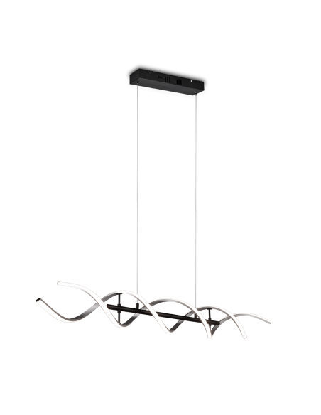 TRIO Sequence – Suspension spirale LED 45W en aluminium brossé et noir mat
