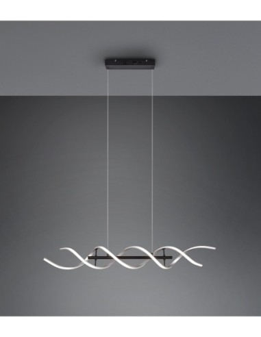Suspension LED design spirale 45W 2300/3000/4000K noir aluminium - Trio - Sequence