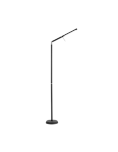 TRIO Filigran - Lampadaire noir mat avec bras orientable et verre blanc