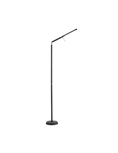 TRIO Filigran - Lampadaire noir mat avec bras orientable et verre blanc