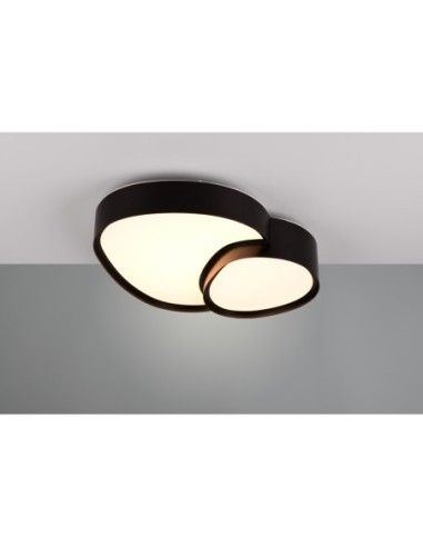 TRIO RISE – Plafonnier moderne LED, 21W, lumière variable 2700–6500K, 2400 lm, noir mat, avec télécommande