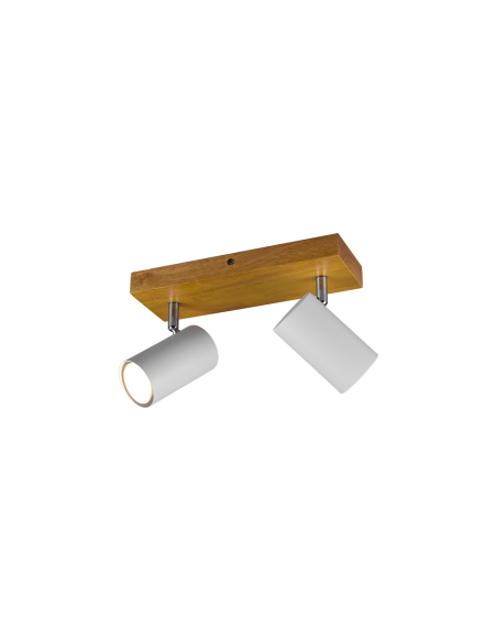Trio Marley – Spot plafond 2xGU10, 35W max, design minimaliste bois et métal blanc mat