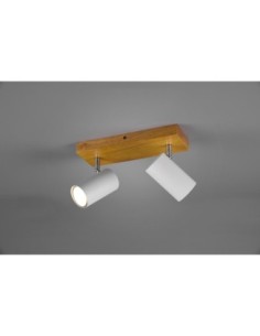 Trio Marley – Spot plafond 2xGU10, 35W max, design minimaliste bois et métal blanc mat 2