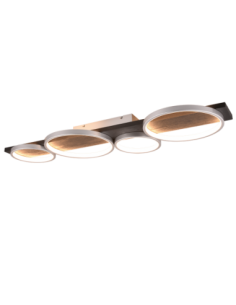 TRIO MEDERA-plafonnier LED 1xSMD 44W, titane et bois naturel, variateur SWITCH intégré
