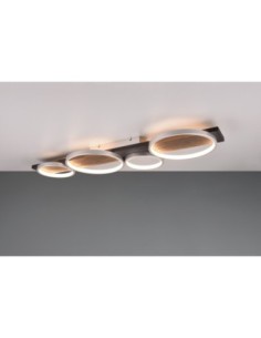 TRIO MEDERA-plafonnier LED 1xSMD 44W, titane et bois naturel, variateur SWITCH intégré 2