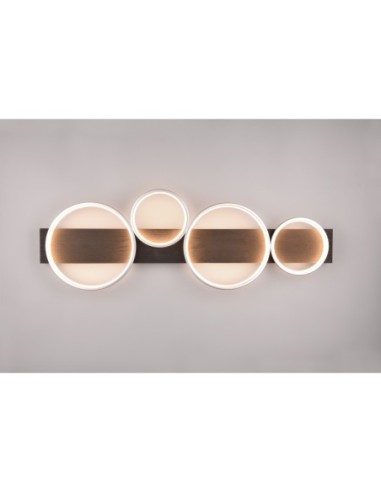 TRIO MEDERA-éclairage 5100lm, titane et bois, design géométrique avec économie d'énergie LED