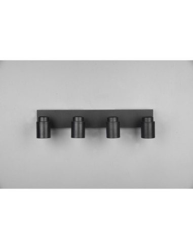 Plafonnier 4 Spots GU10, 5W max – IP44 – Noir Mat intérieur | Trio