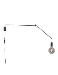 Trio Line – Applique murale design minimaliste avec bras pivotant 150 cm, 1 x E27 max 10W, noir mat