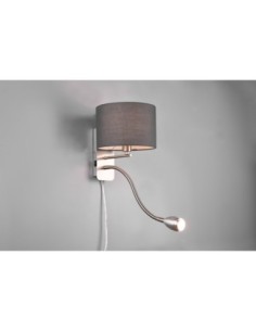 TRIO HOTEL-applique murale E14, abat-jour en tissu, gris, nickel mat, bras flexible 2