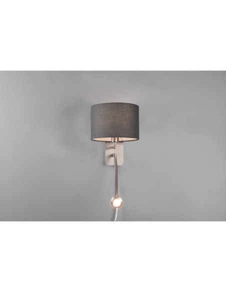 Applique LED SMD,  E14 , Abat-jour gris, Nickel mat - Trio - Hotel