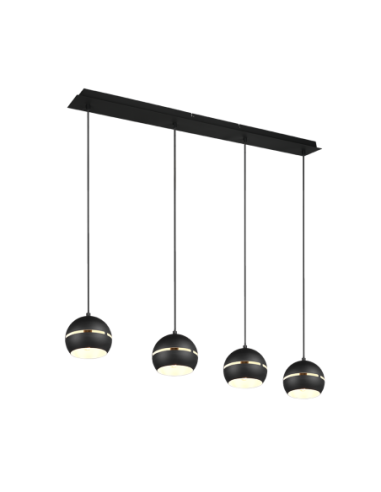 TRIO Fletcher suspension 4 lampes noir mat, design moderne