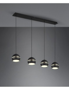 TRIO Fletcher suspension 4 lampes noir mat, design moderne 2