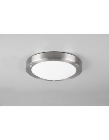 Plafonnier Verre Opale Blanc, Métal Nickel Mat, E27 - Trio - Condus