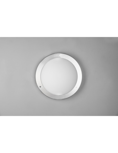 Plafonnier Verre Opale Blanc, Métal Nickel Mat, E27 - Trio - Condus