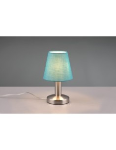 TRIO MATS II-Lampe de table élégante avec un abat-jour en tissu turquoise et une base en nickel mat. 2