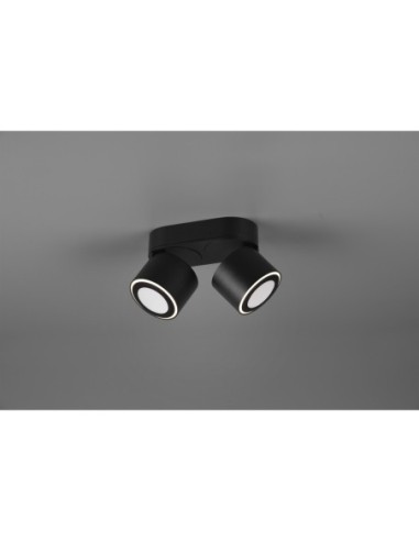 Plafonnier Led 2 spots 3000K, 450 Lm, Noir mat intérieur | Trio