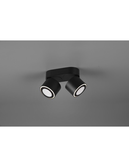Plafonnier Led 2 spots 3000K, 450 Lm, Noir mat - Trio - Taurus