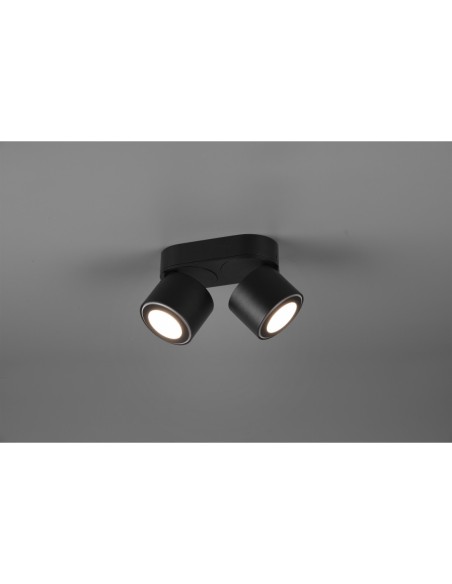 Plafonnier Led 2 spots 3000K, 450 Lm, Noir mat - Trio - Taurus