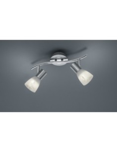 TRIO Levisto-Barre de plafond moderne, 2 spots orientables, nickel mat et verre blanc albâtre. 2