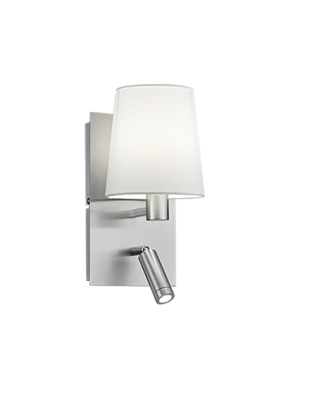 TRIO Marriot – Applique murale avec bras de lecture flexible, abat-jour en tissu nickel mat et blanc.