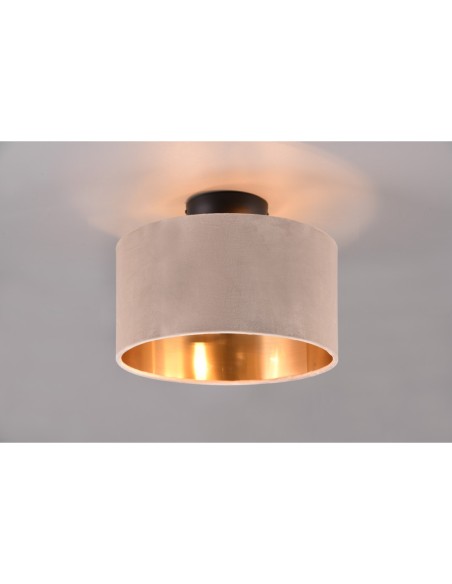 TRIO Julieta-luminaire plafond,tissu beige, métal noir mat, design élégant et chaleureux