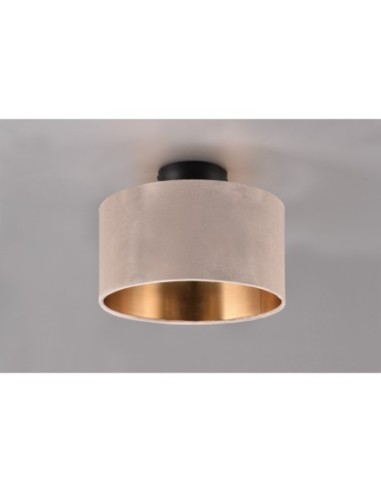 TRIO Julieta-plafonnier look classique moderne, 2 flammes, abat-jour velours doré